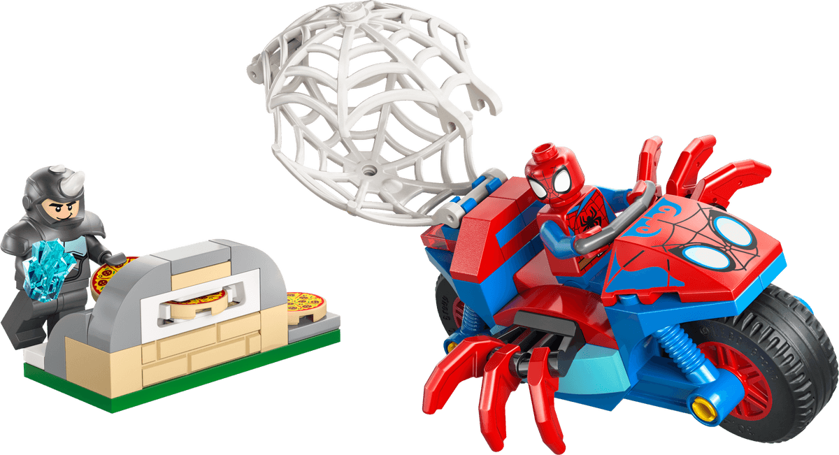 Spidey on his Motorcycle vs. Rhino